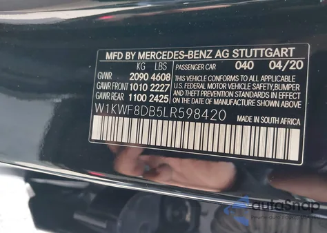 2020 Mercedes-Benz C 300 из США, поврежденный, VIN W1KWF8DB5LR598420